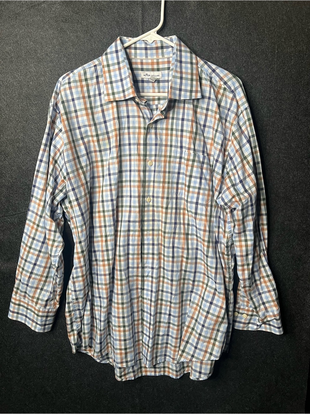 Peter Millar Men's Multicolor Plaid Woven Cotton Button-Up XL Long Sleeve Shirt